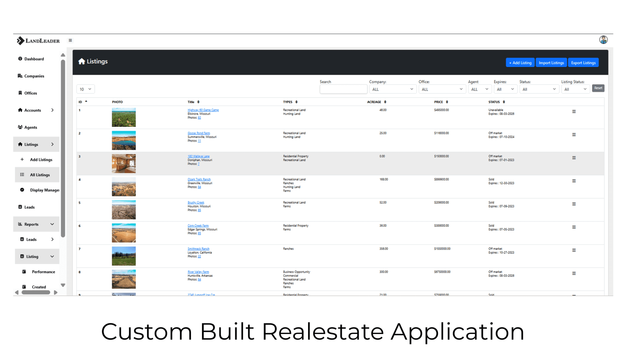 Custom Built Real Estate Application