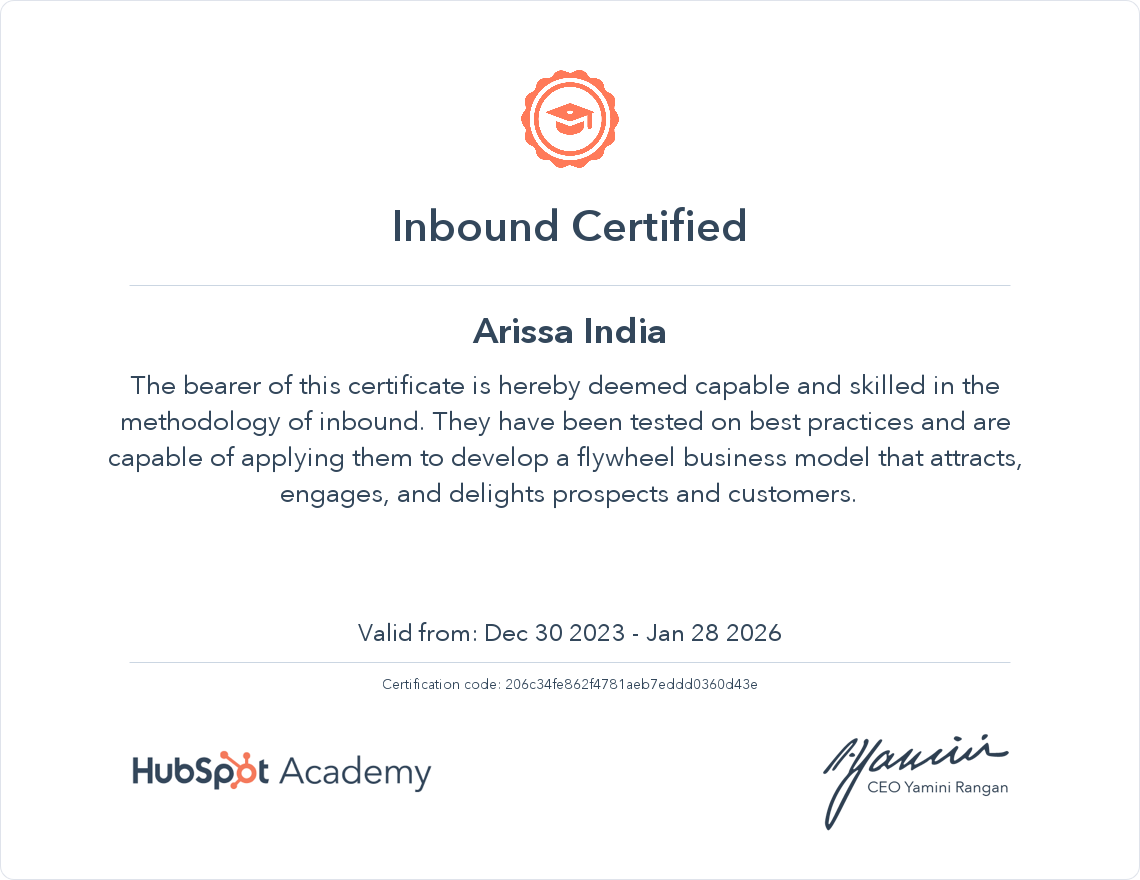 Inbound Certificate